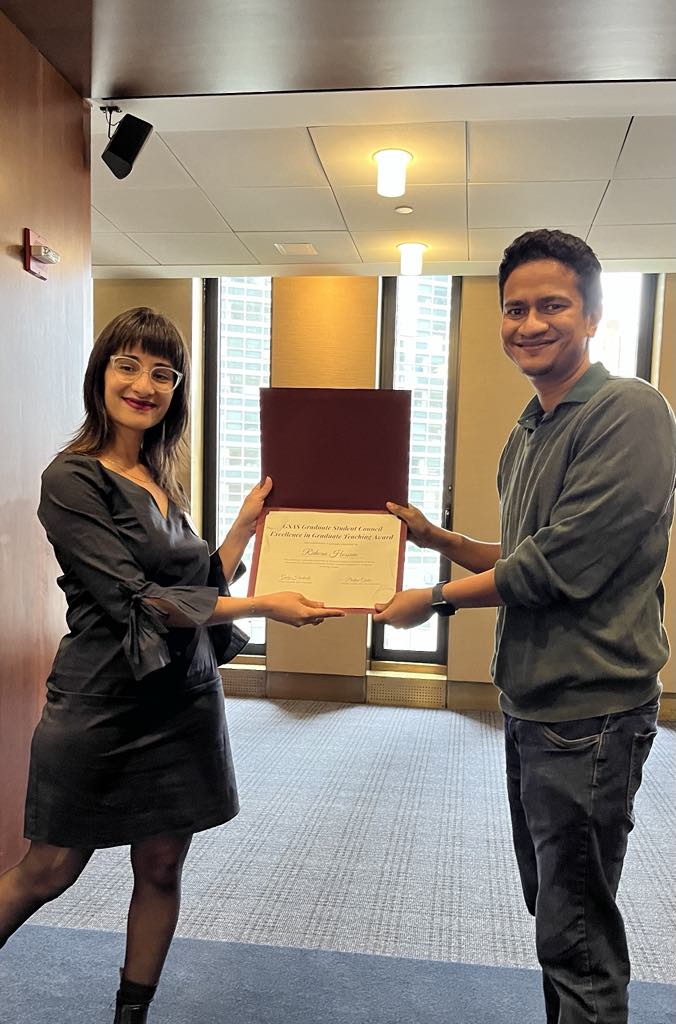 Awarded GSAS Graduate Student Council Graduate Teaching Award